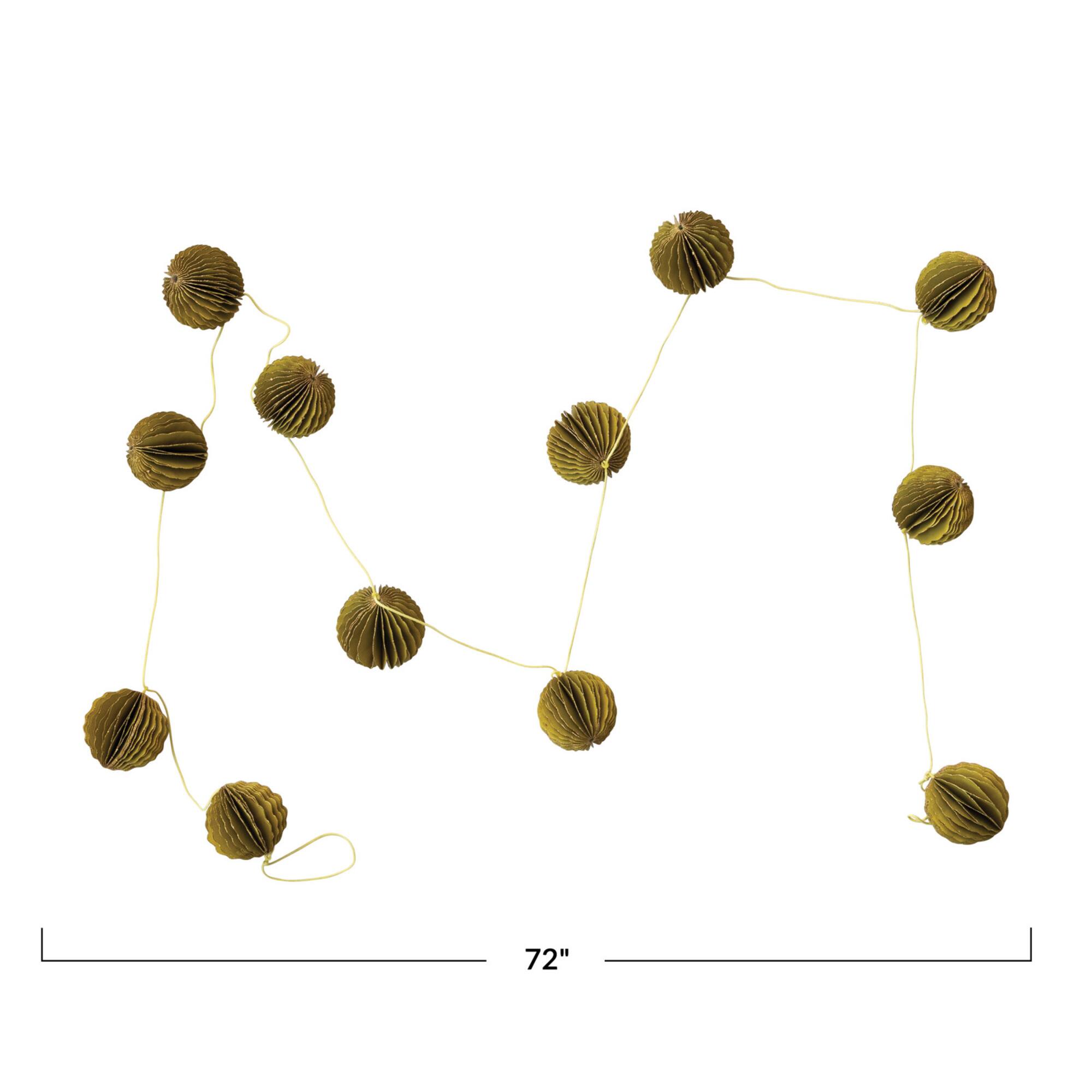 Hello Honey® 6ft. Handmade Recycled Paper Honeycomb Ball with Gold Glitter Garland